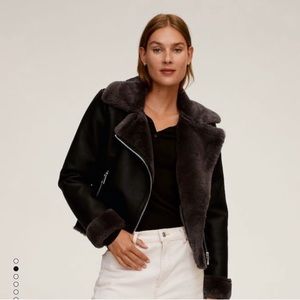 Mango faux fur aviator jacket